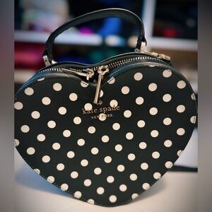 Kate Spade Black and White Polka Dot Heart Mini Bag